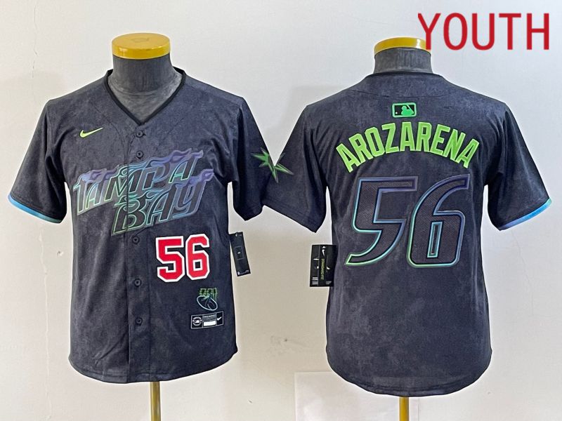 Youth Tampa Bay Rays 56 Randy Arozarena Nike MLB Limited City Connect Black 2024 Jersey style 3